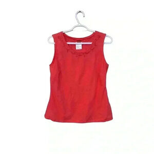Olsen coral  cotton/linen fitted sleeveless top with side zipper